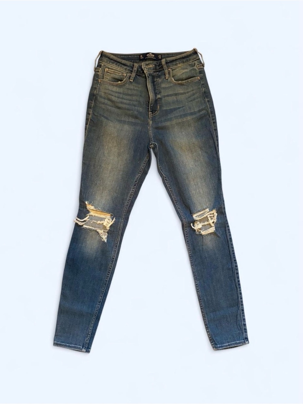 Women’s Distressed Skinny Jeans in Dark Blue